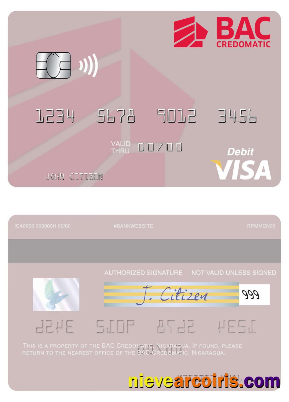 Nicaragua BAC Credomatic visa debit card